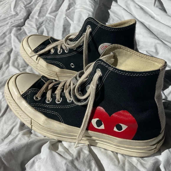 Converse x Comme des Garçons collab black high tops men’s 7 women’s 9 - Picture 4 of 7